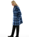 OVERSIZED BLUE CHECKED COAT WITH MEIDA