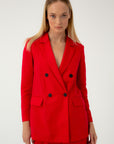 DOUBLE-BREASTED RED LINEN JACKET