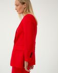 DOUBLE-BREASTED RED LINEN JACKET