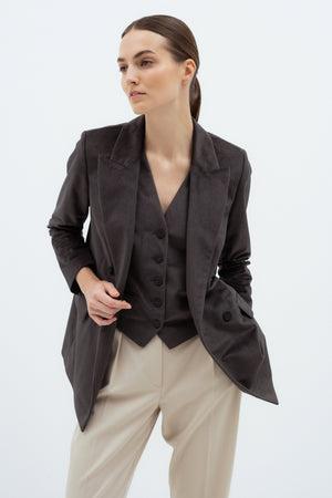 DOUBLE-BREASTED BROWN JACKET