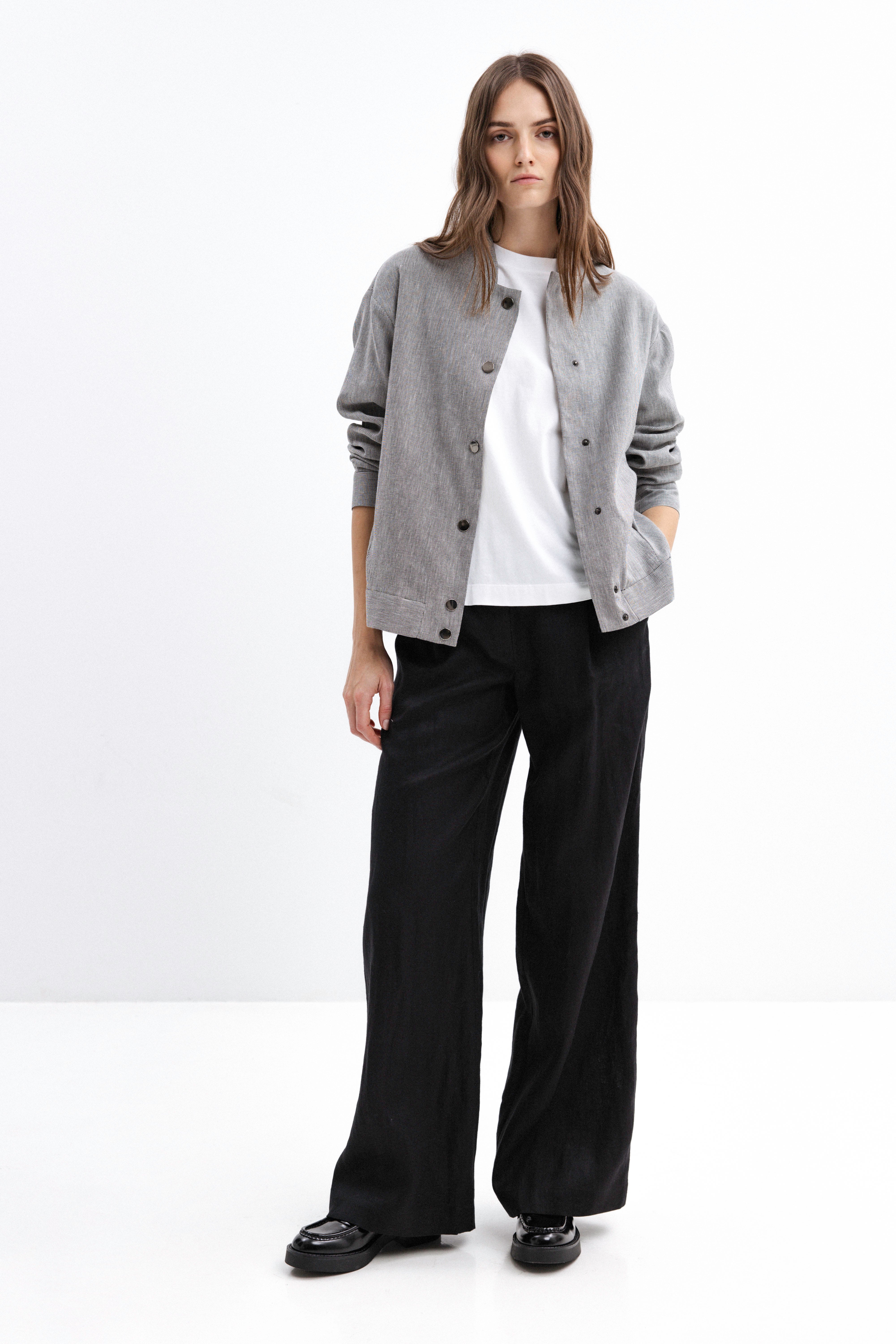 BOMBER GREY JACKET WITH LINEN