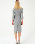 FITTED MIDI LENGTH GREY DRESS