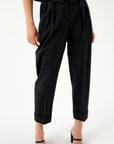 ANKLE LENGTH WOOL TROUSERS WITH TURN-UP HEMS