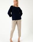 PURE WOOL LOOSE FIT NAVY SWEATER