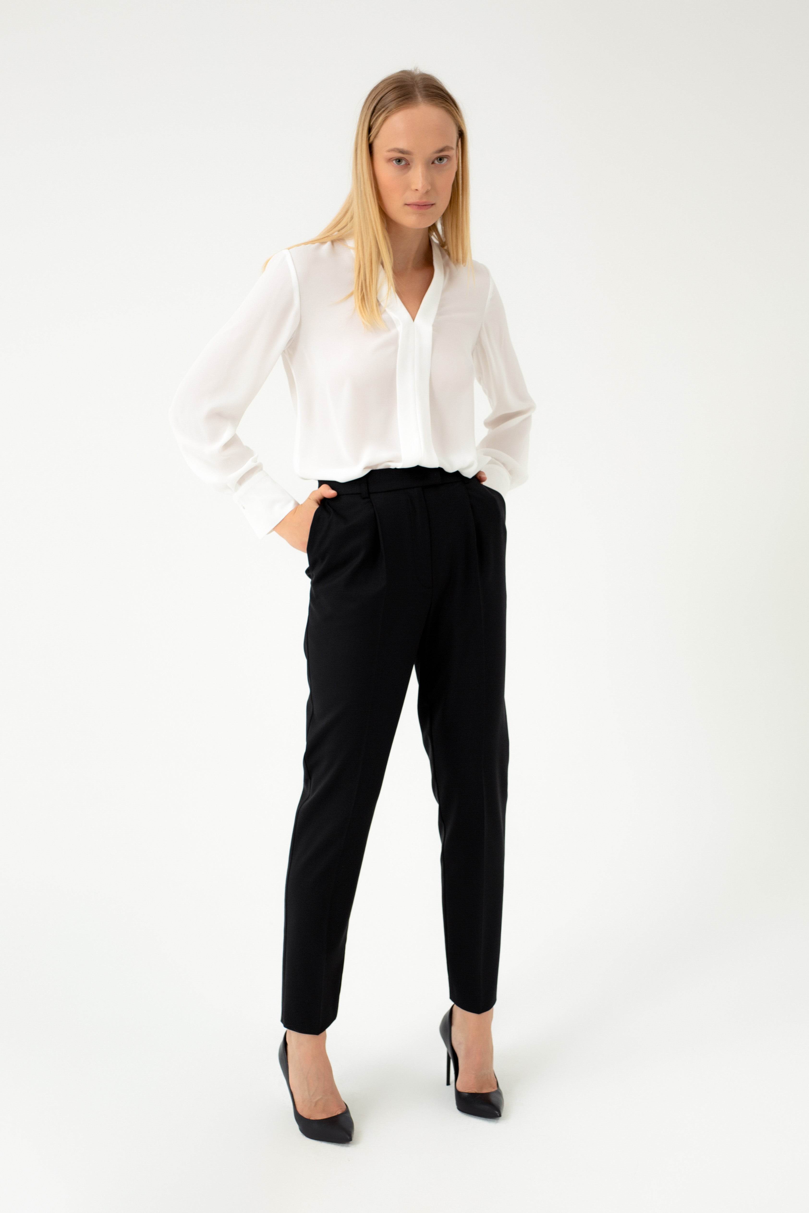 TAPERED SUIT BLACK TROUSERS