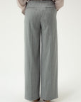 STRIPED WIDE-LEG TROUSERS WITH ASYMMETRIC CLASP