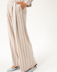 STRIPED WIDE-LEG TROUSERS WITH PLEATS
