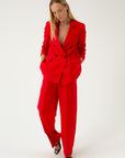 WIDE-LEG RED SUIT TROUSERS