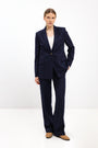 NAVY WOOL PINSTRIPE TROUSERS