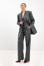 GREY STRIPED STRAIGHT-CUT TROUSERS