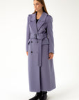 LONG DOUBLE-BREASTED WOOL COAT WITH BELT