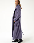 LONG DOUBLE-BREASTED WOOL COAT WITH BELT