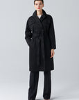 BELTED COTTON TRENCH COAT IN BLACK