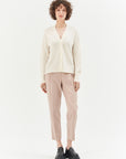 MILK COLOUR MERINO WOOL V-NECK SWEATER WITH BUTTONS
