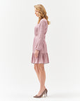 LONG SLEEVE BELTED DRESS IN ROSE PINK