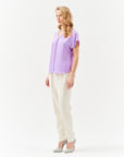 SHORT SLEEVE BLOUSE IN LILAC