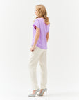 SHORT SLEEVE BLOUSE IN LILAC