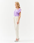 PLEAT FRONT TAPERED TROUSERS IN MILK