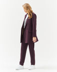 LONG DOUBLE BREASTED BLAZER IN BURGUNDY
