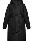 BELTED COAT WITH CAMEL WOOL PADDING IN BLACK