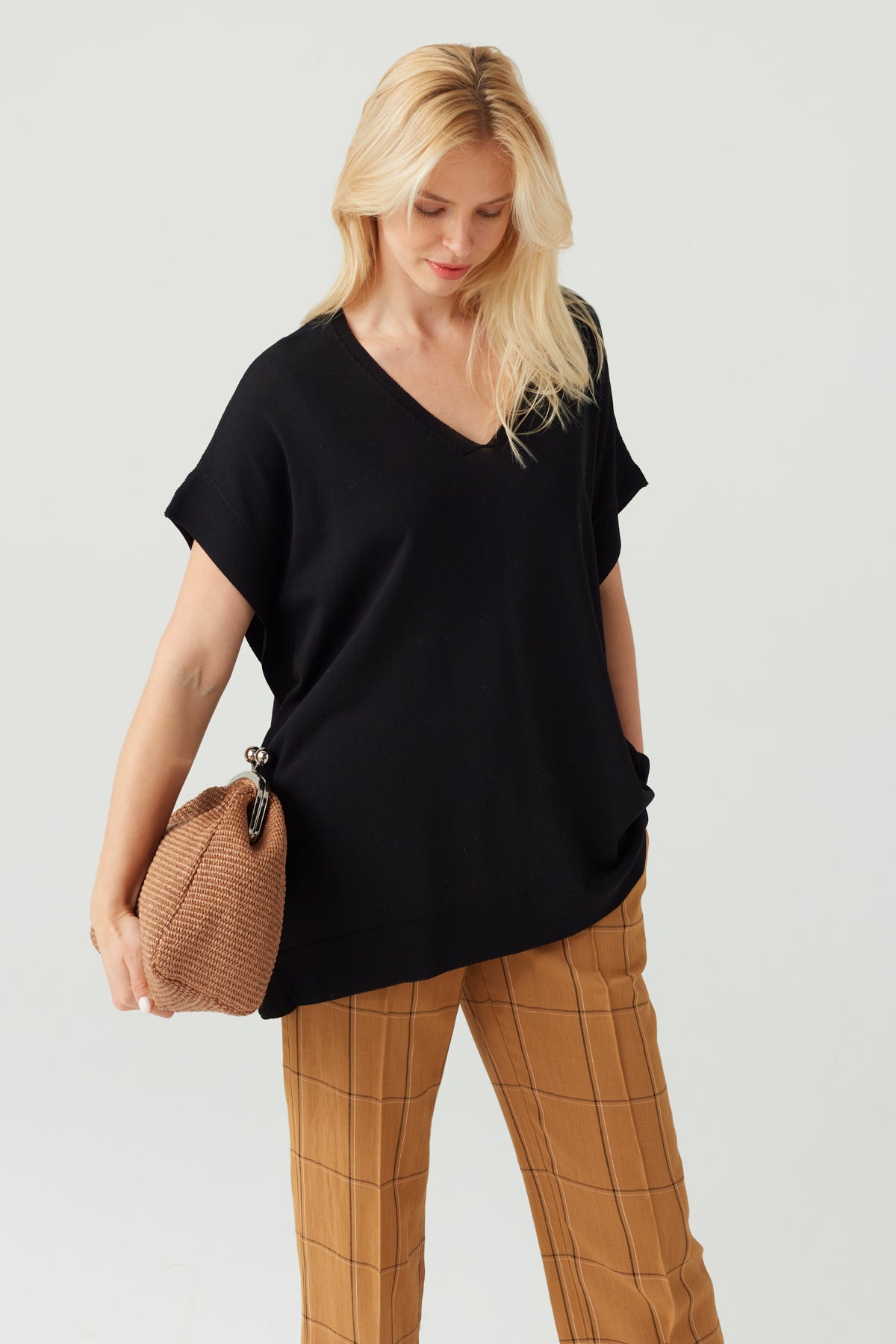 Viscose Blend Relaxed Top Black