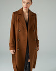 BROWN BELTED WOOL COAT NEW CAMEL