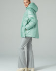 Short puffer jacket with camel wool Mint