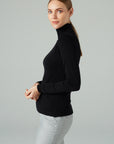 BLACK FITTED ROLL NECK JUMPER