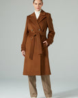 BROWN BELTED WOOL COAT NEW CAMEL