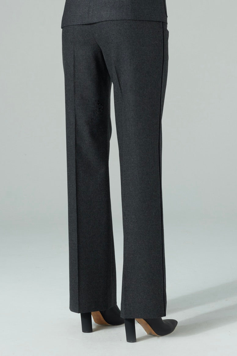Slightly flared long wool trousers