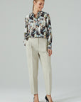PLEAT FRONT TAPERED TROUSERS MAGNOLIA