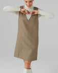 V-Neck Midi Wool Dress