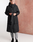 Belted Coat With Camel Wool Black