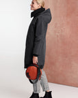 Padded Coat with Knitted Collar Black