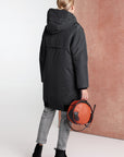 Padded Coat with Knitted Collar Black