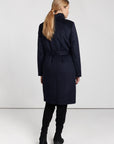 Belted Wool Coat With Meida Padding Navy