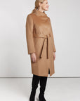 Belted Wool coat with Meida padding Camel