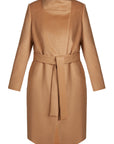 Belted Wool coat with Meida padding Camel
