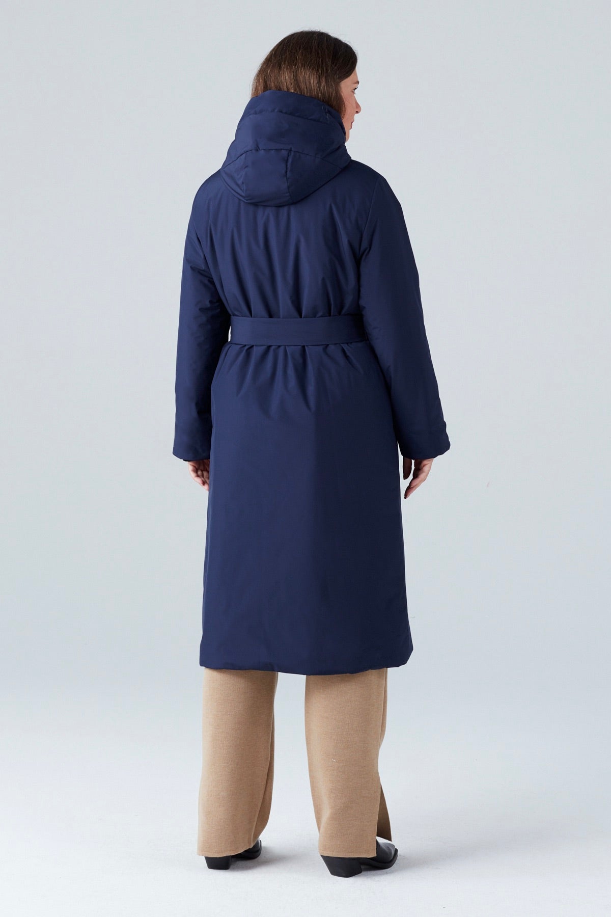 LONG PADDAD COAT IN BLUEBERRY