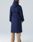LONG PADDAD COAT IN BLUEBERRY