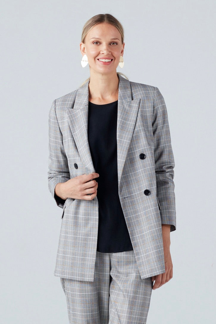 DOUBLE-BREASTED BLAZER IN CHECK