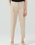 PLEAT FRONT TAPERED TROUSERS BEIGE