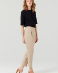 PLEAT FRONT TAPERED TROUSERS BEIGE