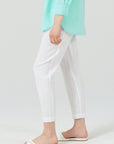 LINEN RICH TAPERED ANKLE GRAZER TROUSERS WHITE