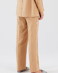 LINEN STRAIGHT LEG TROUSERS WITH STRIPE