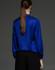 Viscose blouse with crossover front Royal Blue
