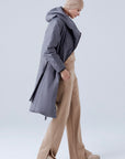 BELTED COAT WITH CAMEL WOOL PADDING IN GREY